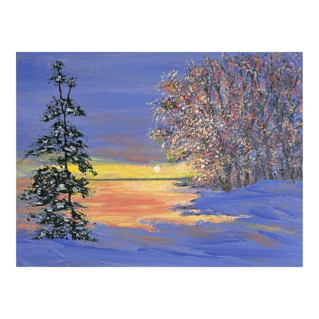 "Twilight in Winter" Contemporary Original Impressionist Style Landscape Painting by Deb Bossert For Sale