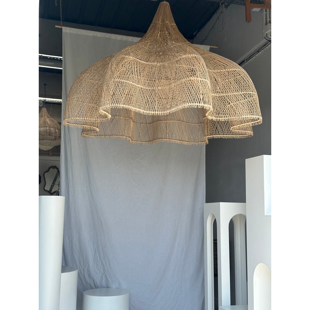 Large Rattan Hanging Light in the Shape of a Flower, 2010s For Sale - Image 11 of 18