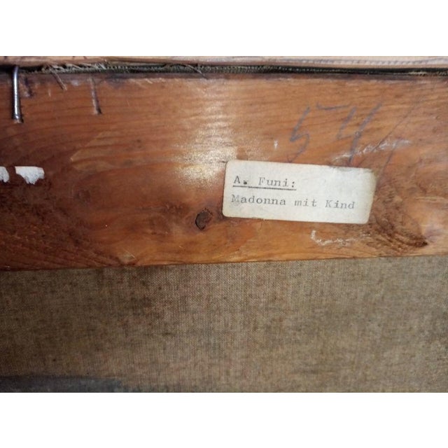 Rustic European Madonna Con Il Bambino, Signed Italian Oil on Canvas Masterpiece, Achille Funi (1890–1972). For Sale - Image 3 of 13