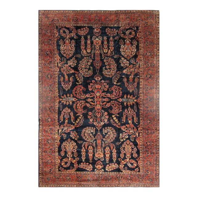 1900 - 1909 Navy Antique Mohajeran Sarouk For Sale - Image 4 of 4