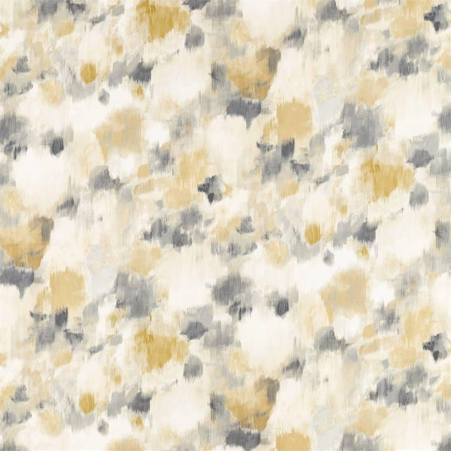 Harlequin Exuberance Fabric in Ochre / Charcoal For Sale