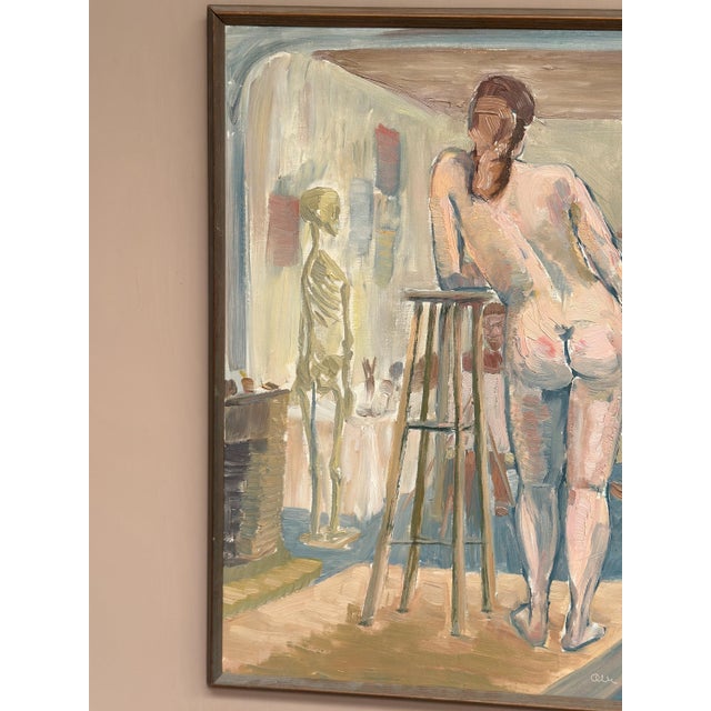 1970s Olle C, Female Model in the Studio, 1977, Oil Painting on Canvas, Framed For Sale - Image 5 of 18