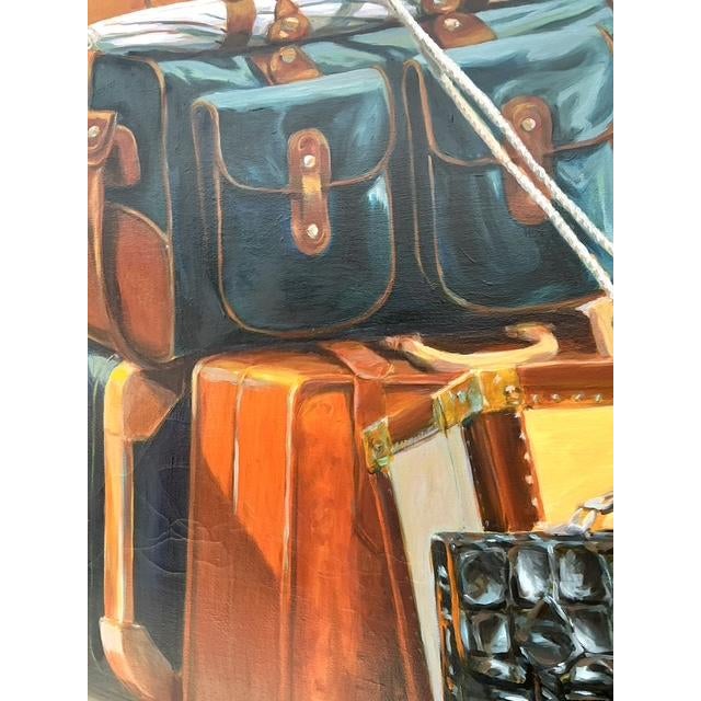 Late 20th Century Vintage Monumental Original Still Life of Stacked Luggage For Sale - Image 5 of 12
