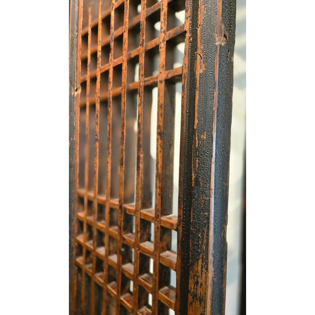 Chinese Chinese Antique Six - Panel Wooden Screen For Sale - Image 3 of 10