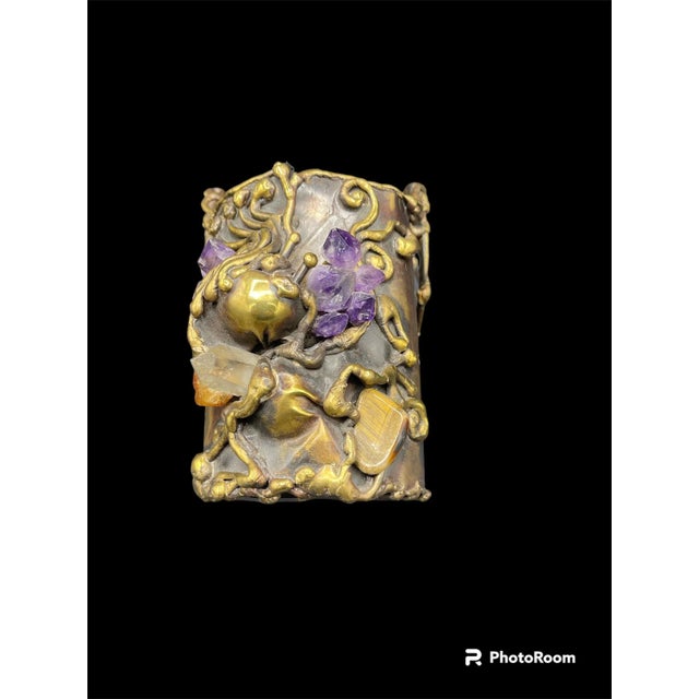 Carvalhu Copa Collection, Rio Brazil, RARE Brutalist Metal and Semi-Precious Gemstone Crystals of Amethyst, Citrine &...