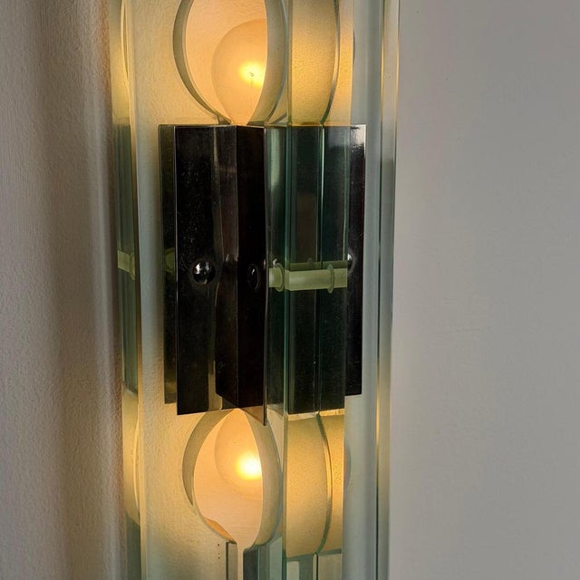 Triple Glass Wall Sconces in Thick Structural Glass from Gallotti & Radice, 1970s, Set of 3 For Sale - Image 17 of 18