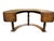 A classic English hunt table in oak with a horse shoe shape and three turned legs on a semi circle base. Each end has a...
