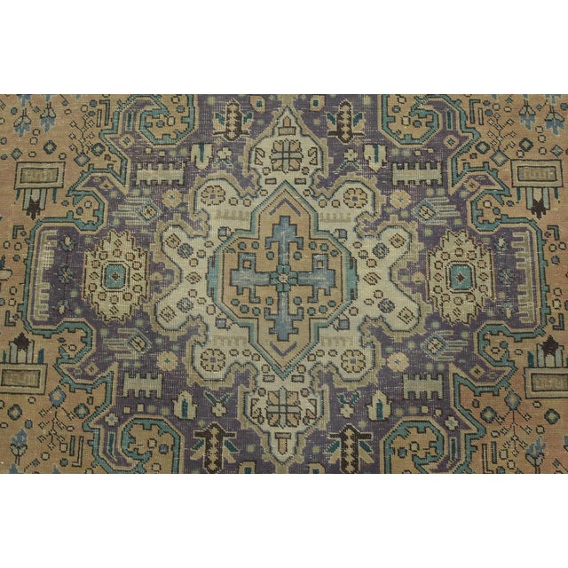 Tabriz Rug 9’5” X 12’7” Pink Wool Vintage Distressed Hand-Knotted Carpet For Sale In Philadelphia - Image 6 of 15