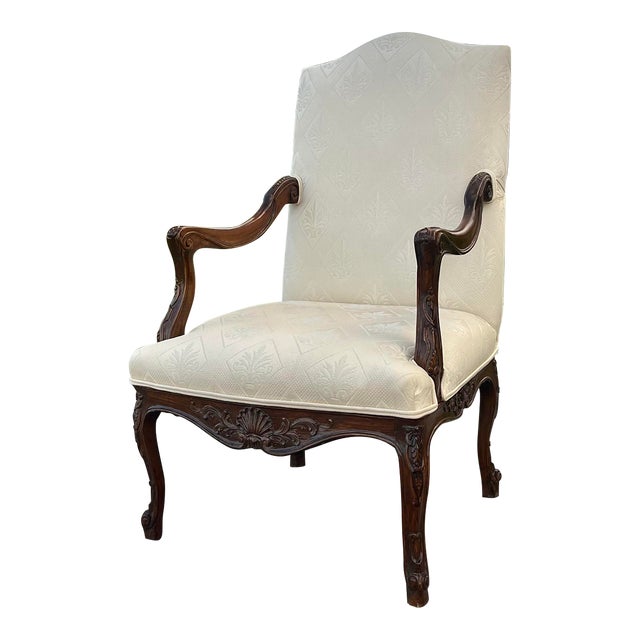 Mid 20th Century Carved Bishops French Upholstered Chair For Sale