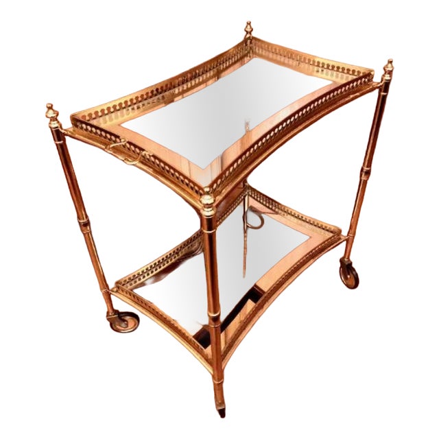 Hollywood Regency Bar Trolley in Brass, 1950s For Sale