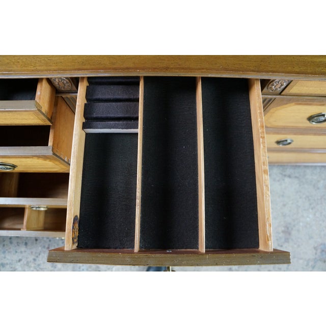 Vintage Kittinger American Federal Style Mahogany & Satinwood Triple Dresser 87" For Sale - Image 9 of 18