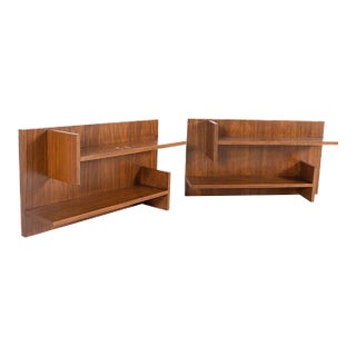 Mid Century Walnut Floating Shelves - a Pair For Sale