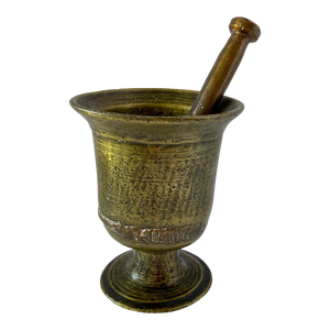 Antique Solid Brass Mortar and Pestle