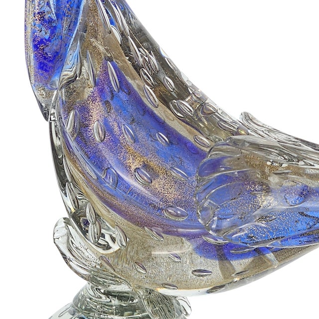 Purple Murano Blue-Purple Aventurine Glass Pheasant 15.5" Attributed to Archimede Seguso For Sale - Image 8 of 12