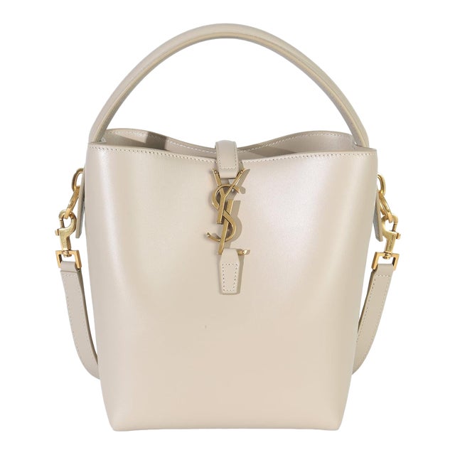 Beige Calfskin Small Le 37 Bucket Bag For Sale
