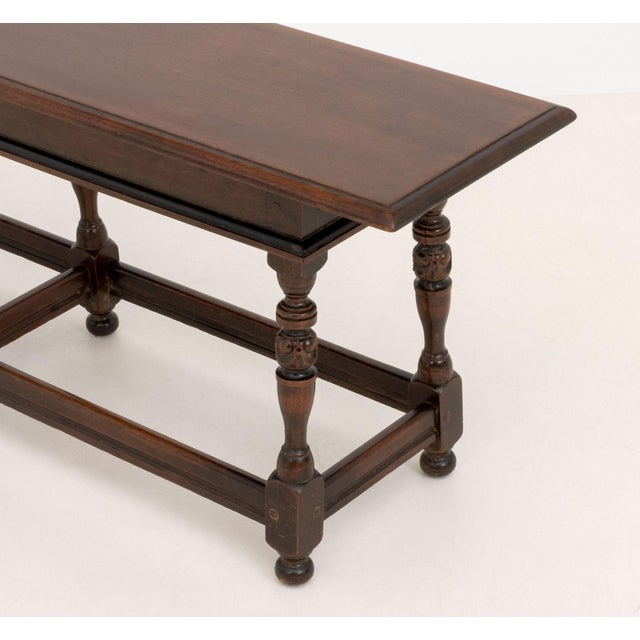 Charles II Style Walnut Bench For Sale - Image 4 of 6
