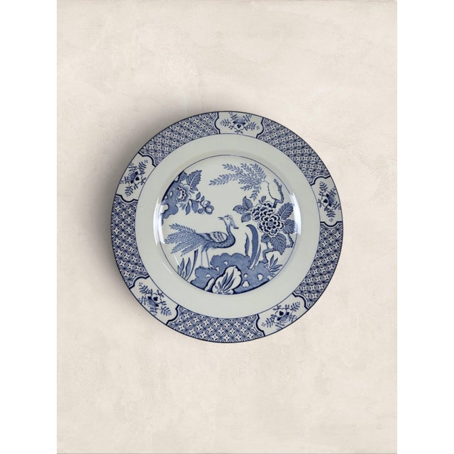 Antique English Wood & Sons "Yuan" Blue & White Transferware Dinner Plates, Set of 5 For Sale In Tampa - Image 6 of 16