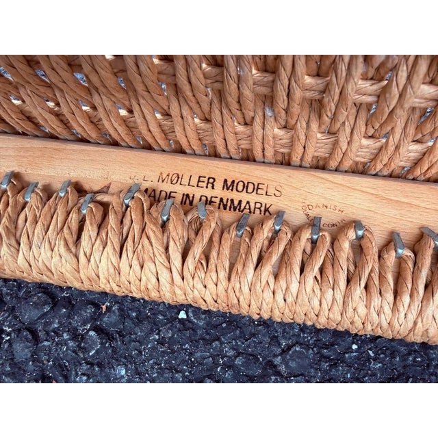 Brown Set of 3 Mid Century Danish Niels O. Møller Teak Ropped Seat Dining Chairs . For Sale - Image 8 of 15