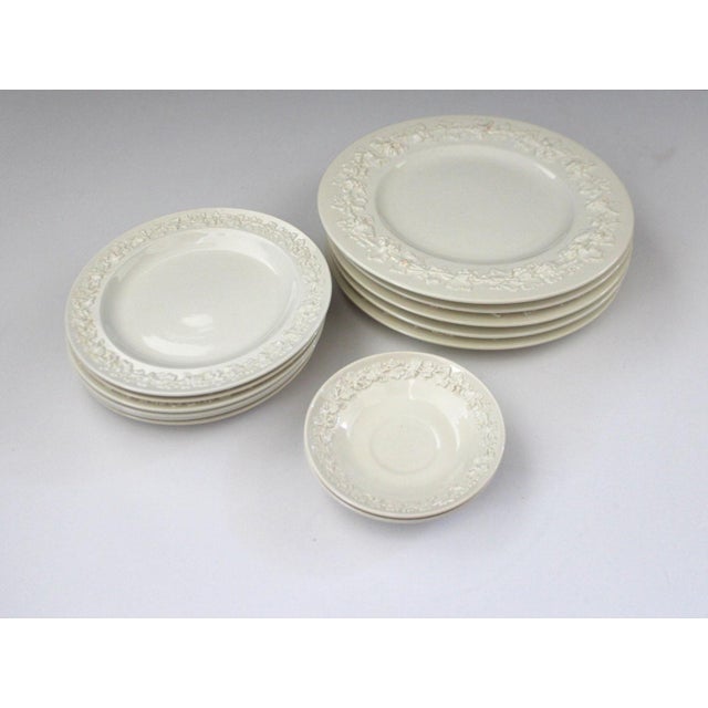 1960's English Traditional Wedgwood Embossed Queensware 13 Piece Set