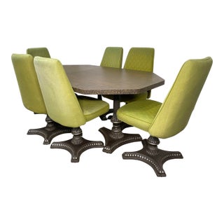 Mid 20th Century Dining Set Green Chairs MetalCraft For Sale