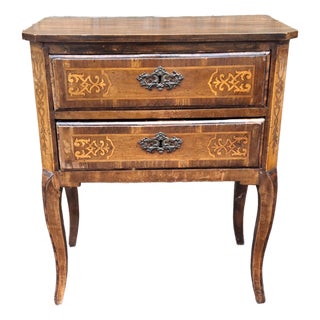 Mid 19th Century Louis XVI Style Satinwood Inlaid Mahogany Two-Drawer Side Chest For Sale