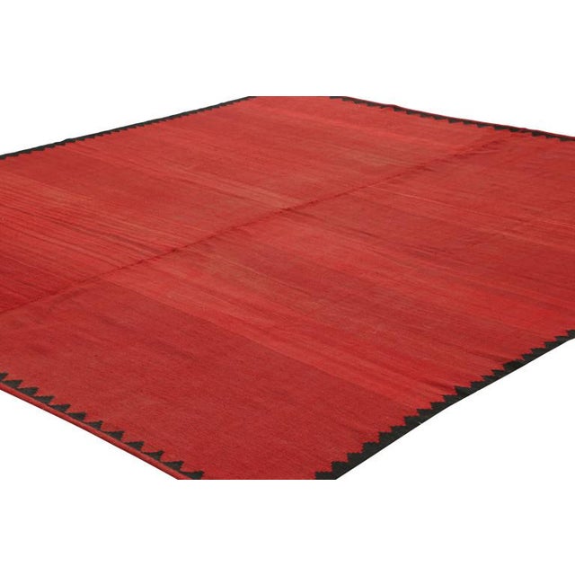 Traditional Vintage Kilim With Red Open Field and Geometric Border, From Rug & Kilim For Sale - Image 3 of 7