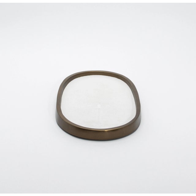 Kifu Paris Oval Tray in White Shagreen With Bronze Patina Brass by Kifu Paris For Sale - Image 4 of 10