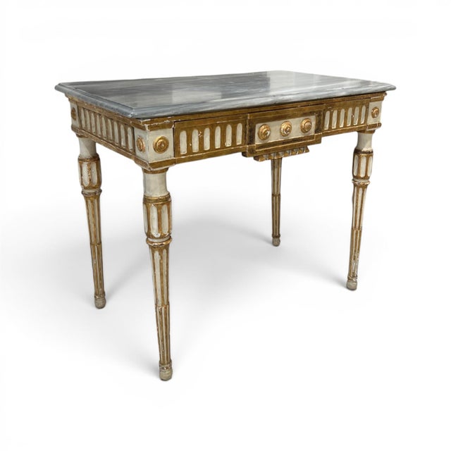 French 18th Century Italian Louis XVI Console With Grey Marble Top For Sale - Image 3 of 5