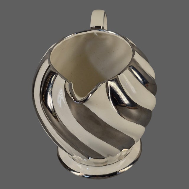 Cream Vintage Sadler England Silver & Cream Swirl Porcelain Milk Pitcher For Sale - Image 8 of 9