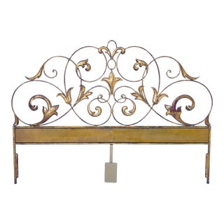 1960s Hollywood Recency Style "Palladio" Made in Italy Metal Gilt Headboard For Sale