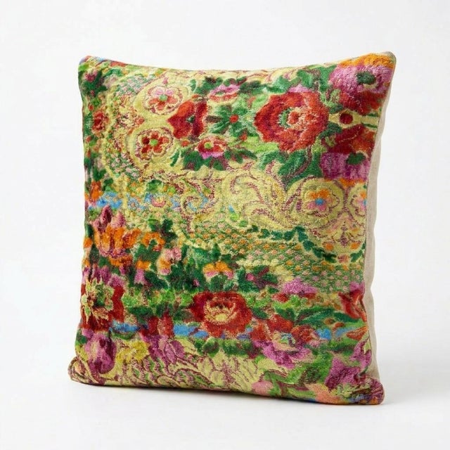 Mid-Century Modern Heritage Velvet Pillow Cover 24'' X 24'' For Sale - Image 3 of 4