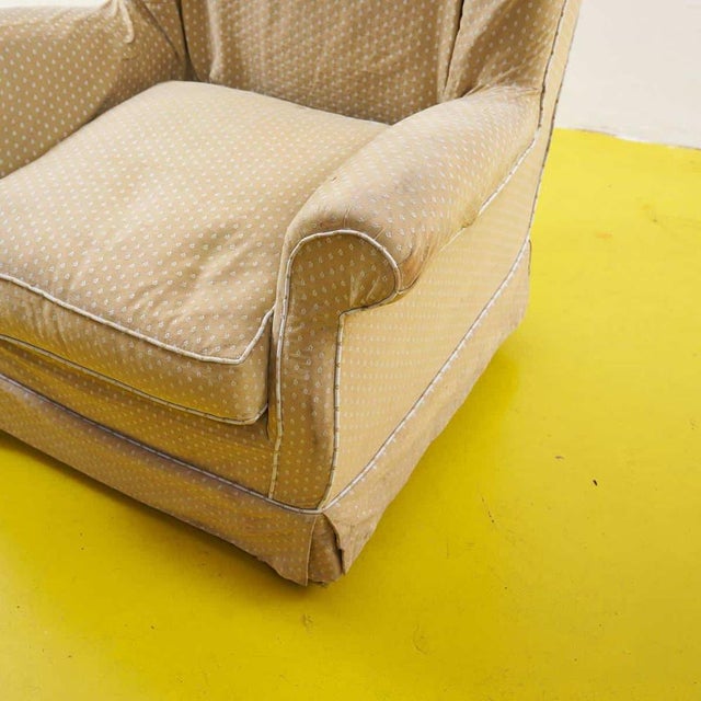 Vintage Wooden Armchair Covered in Fabric For Sale - Image 3 of 9