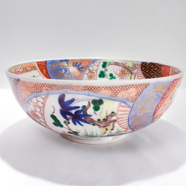 Ceramic Antique Japanese Meiji Period Imari Porcelain Punch Bowl or Centerpiece For Sale - Image 7 of 12