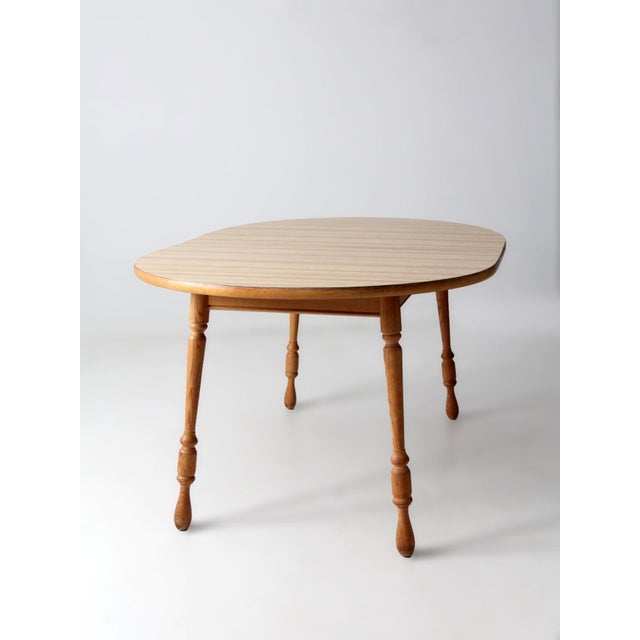 Brown Vintage Farmhouse Dining Table With Leaf Extension For Sale - Image 8 of 18