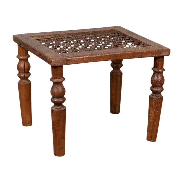 19th Century Indian Window Grate Coffee Table with Iron Top For Sale
