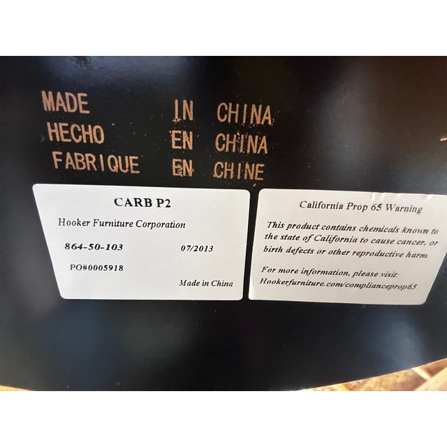 1990s Round Cherry Black Foyer Accent Table by Hooker Furniture Co. With Inlay and Protective Pad For Sale In Washington DC - Image 6 of 9