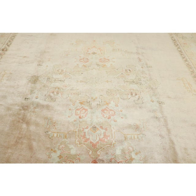 American Antique Zabihi Collection Light Pink Turkish Oushak Oversize Rug - 11'4" x 14'5" For Sale - Image 3 of 12