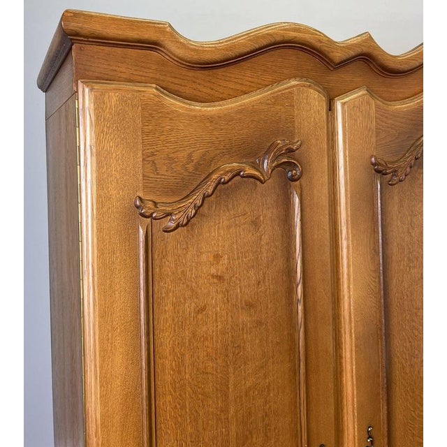 Vintage French Louis XVI Style Carved 4-Door Armoire For Sale - Image 5 of 13