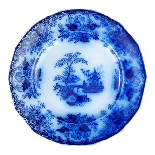 Flow Blue Chinoiserie Luncheon Ironstone Plate Peter Holdcroft Chusan Pattern For Sale