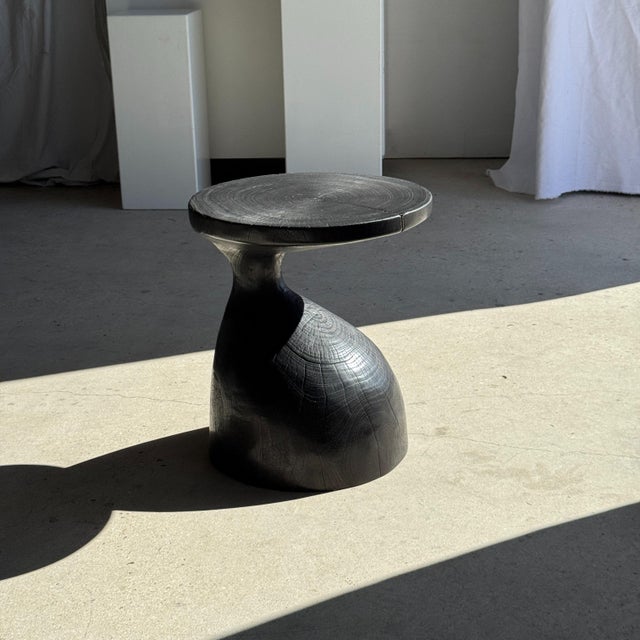 Wood Side Table in Black, 1980s For Sale - Image 4 of 11