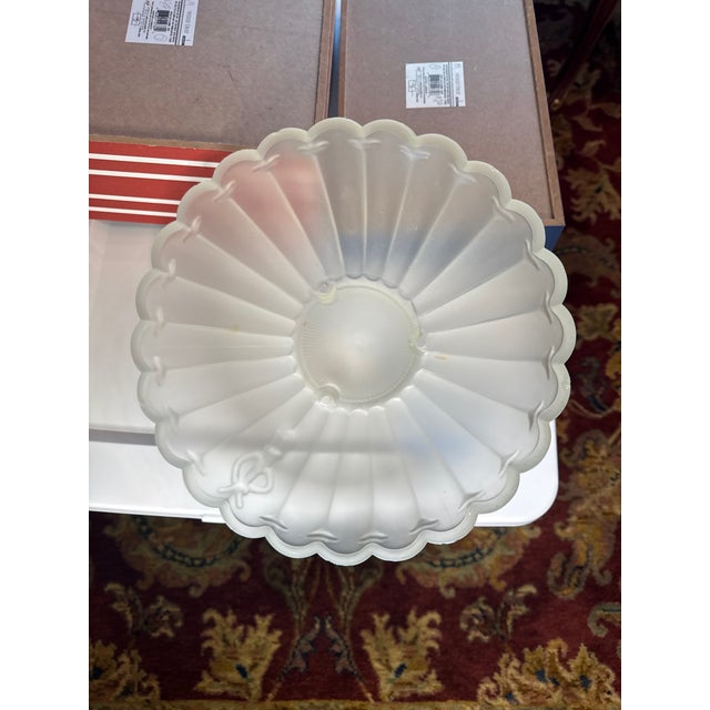 Glass Vintage Art Deco Nautical Frosted Glass Ceiling Light Shade – Fluted 11.25” Coastal Flush Mount Globe For Sale - Image 7 of 11