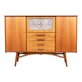 Norwegian High Sideboard in Teak With Lit Bar by Arna Bruk For Sale