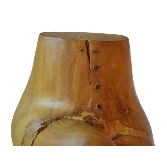 Hand Carved Signed Biomorphic Solid Wood Large Seated Female Sculpture For Sale - Image 12 of 13