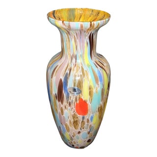 Vintage Handcrafted Maestri Vetrai Murano Art Glass Vase, 1980’s For Sale