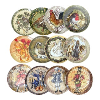 Pottery Barn 12 Days of Christmas Plates Dessert Salad 7.25” 2012 Complete Set For Sale
