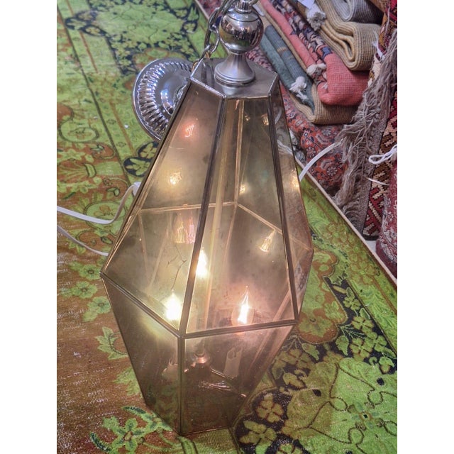 Mid-Century Pendant Brass Lighting Fixture For Sale In Los Angeles - Image 6 of 8