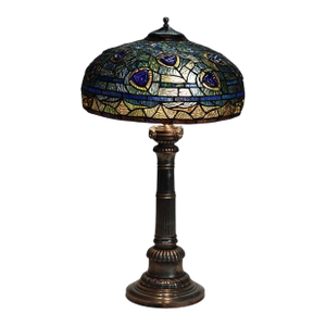 Arts & Crafts Leaded Stained Glass Table Lamp, Early 20th Century
