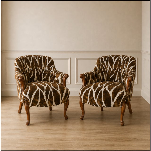 French 19th Century French Animal Print Armchairs (2 Available) For Sale - Image 3 of 3