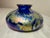 Vintage Hand Blown Kent Fiske Blue Iridescent Art Glass Splatter Vase Sculpture For Sale - Image 10 of 14
