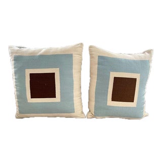 Pair of Jonathan Adler Concentric Square Pillows For Sale
